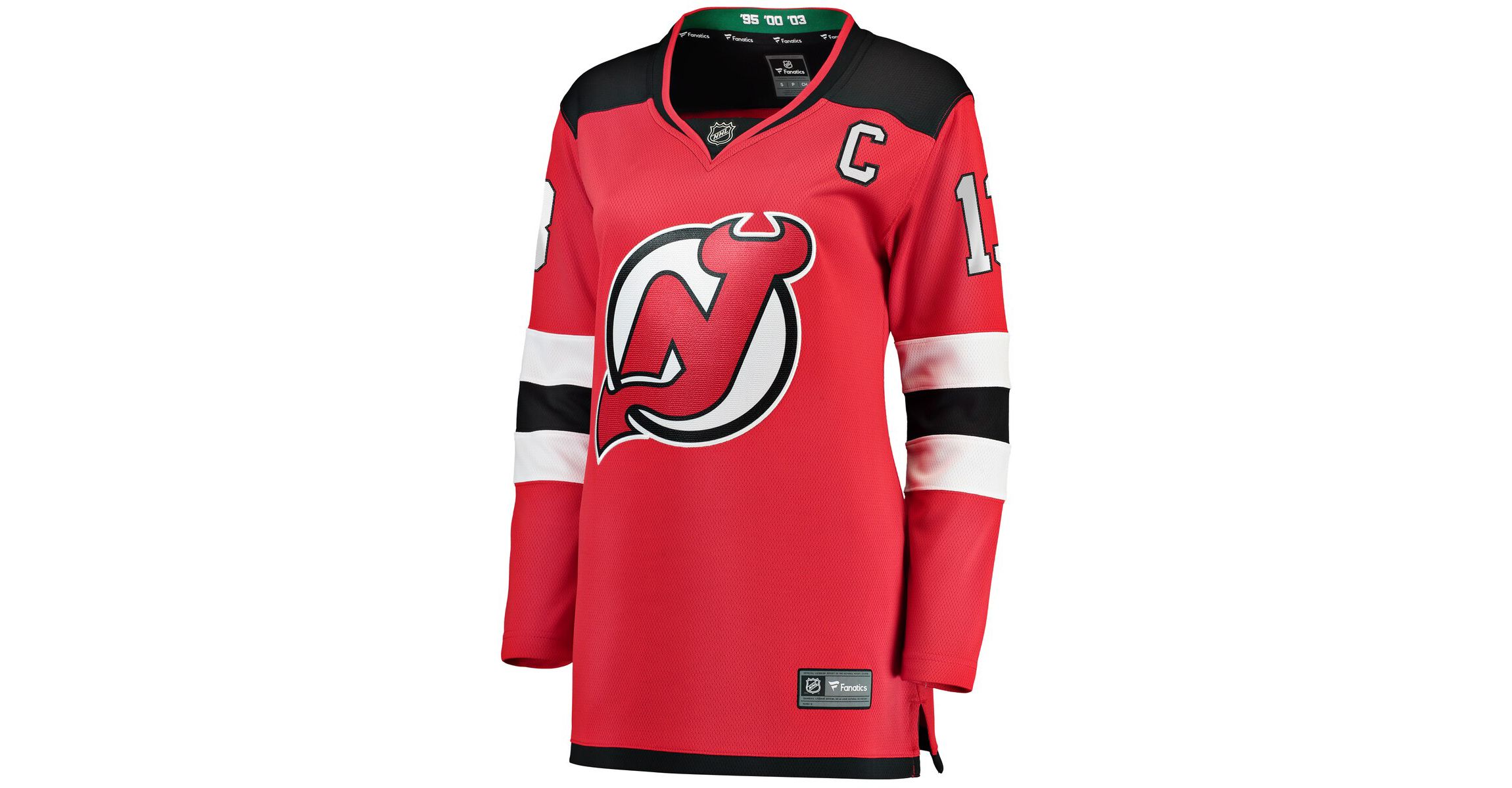 NHL Fanatics Nico Hischier New Jersey Devils Captain Patch Home Breakaway Jersey