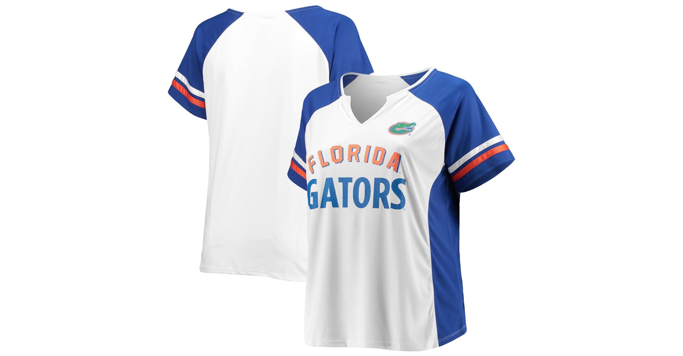 NCAA Florida Gators Plus Size Stripe Raglan Notch Neck T-Shirt