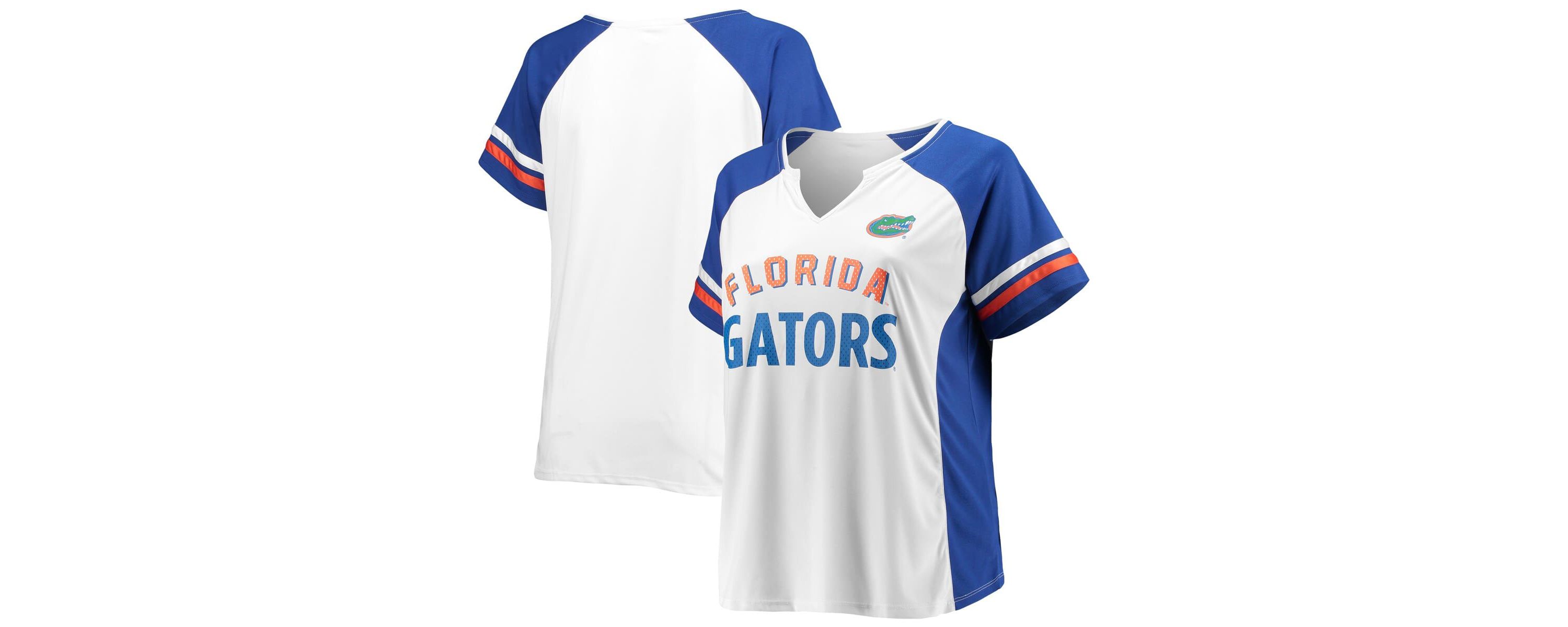 NCAA Florida Gators Plus Size Stripe Raglan Notch Neck T-Shirt