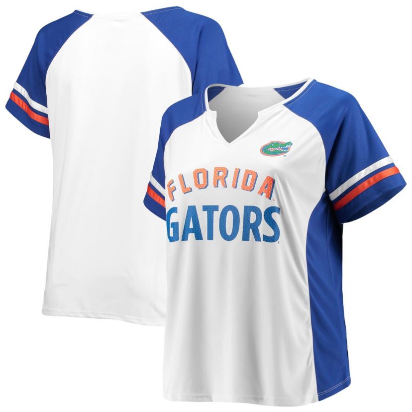 NCAA Florida Gators Plus Size Stripe Raglan Notch Neck T-Shirt