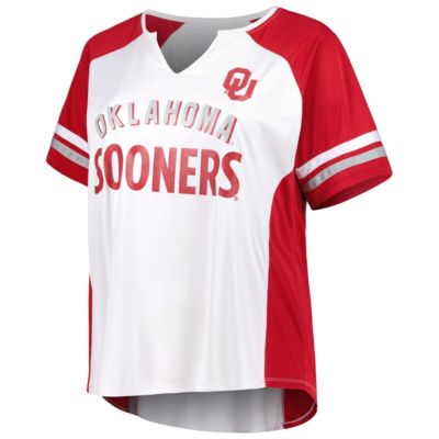 NCAA Oklahoma Sooners Plus Stripe Raglan Notch Neck T-Shirt