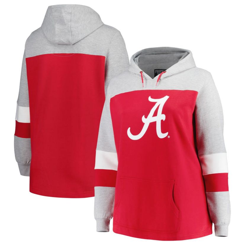 Alabama Crimson Tide NCAA Alabama Tide Plus Size Color-Block Pullover Hoodie