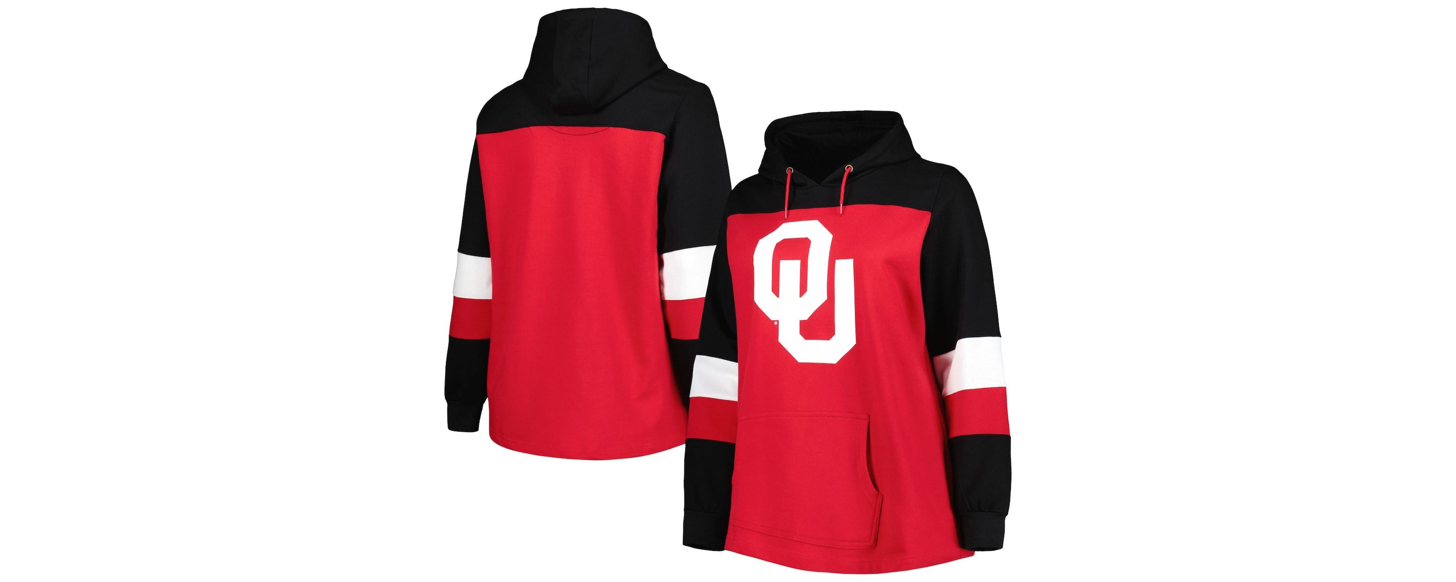 NCAA Oklahoma Sooners Plus Size Color-Block Pullover Hoodie