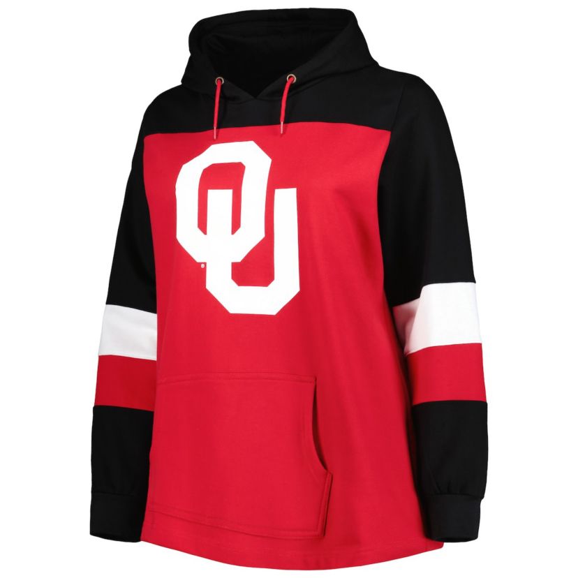NCAA Oklahoma Sooners Plus Size Color-Block Pullover Hoodie