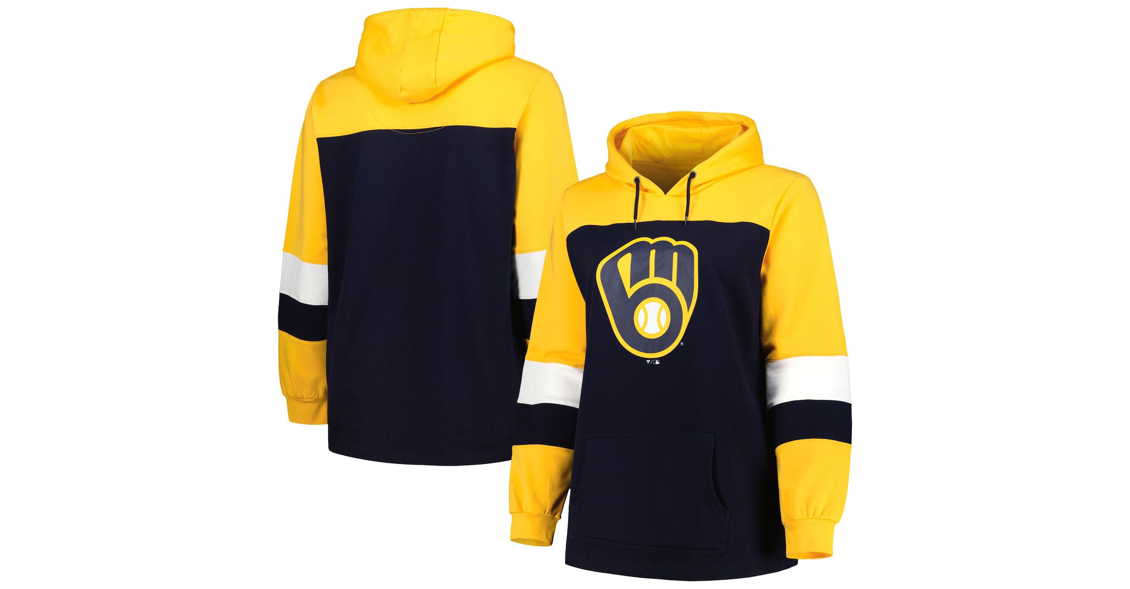 MLB Milwaukee Brewers Plus Size Colorblock Pullover Hoodie