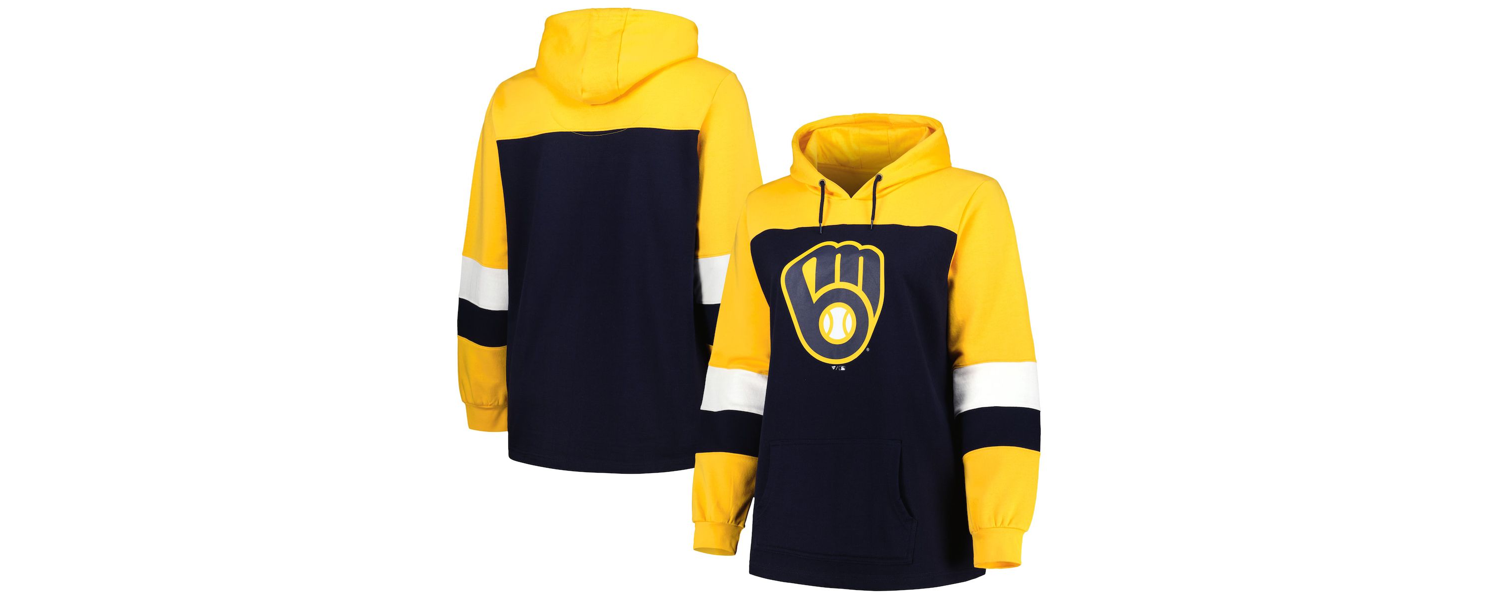 MLB Milwaukee Brewers Plus Size Colorblock Pullover Hoodie