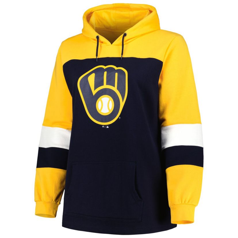 MLB Milwaukee Brewers Plus Size Colorblock Pullover Hoodie