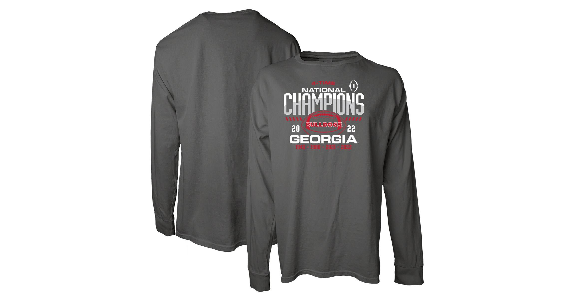 NCAA Georgia Bulldogs Four-Time NCAA Football National s Overdye Long Sleeve T-Shirt