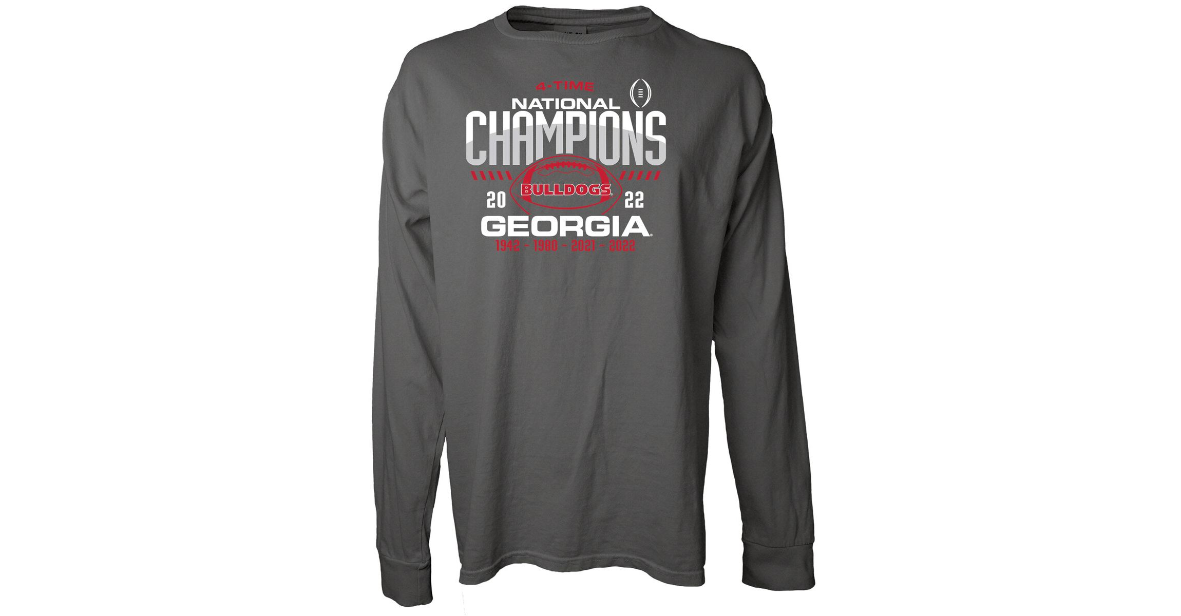 NCAA Georgia Bulldogs Four-Time NCAA Football National s Overdye Long Sleeve T-Shirt