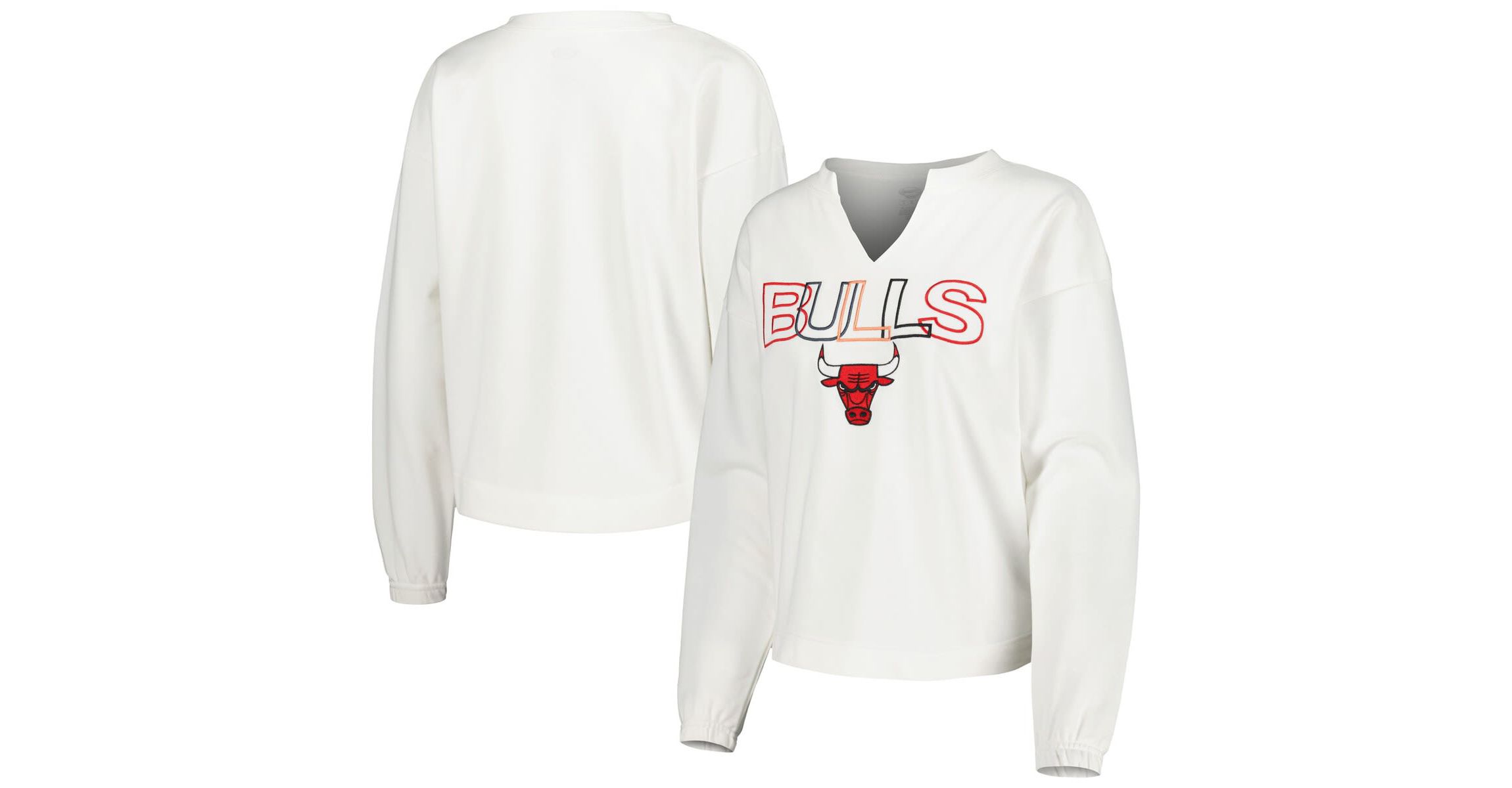 NBA Chicago Bulls Sunray Notch Neck Long Sleeve Top