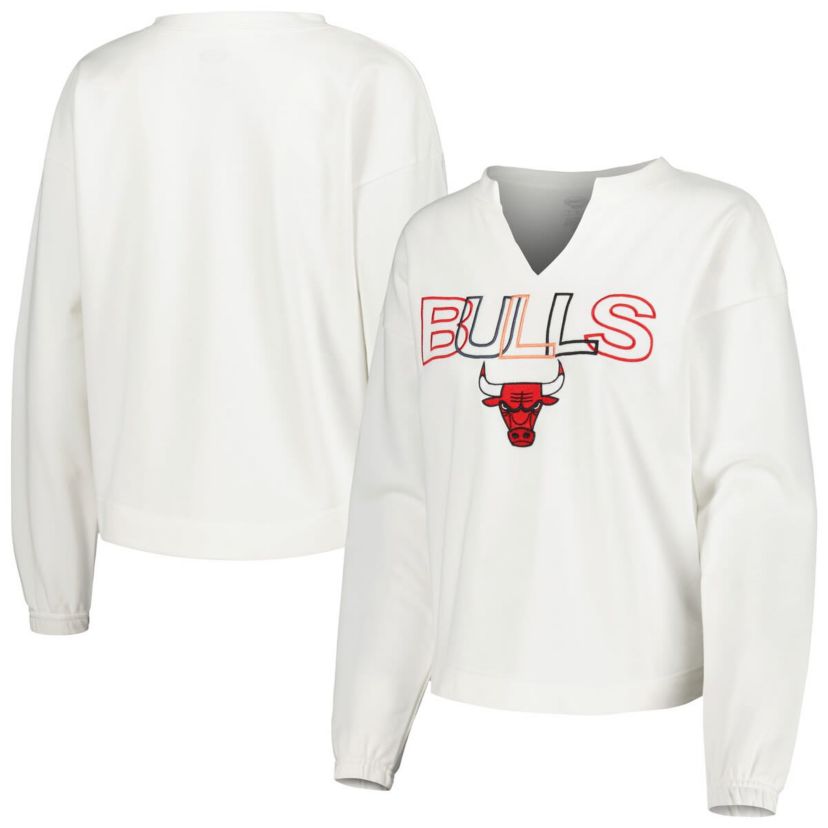 NBA Chicago Bulls Sunray Notch Neck Long Sleeve Top