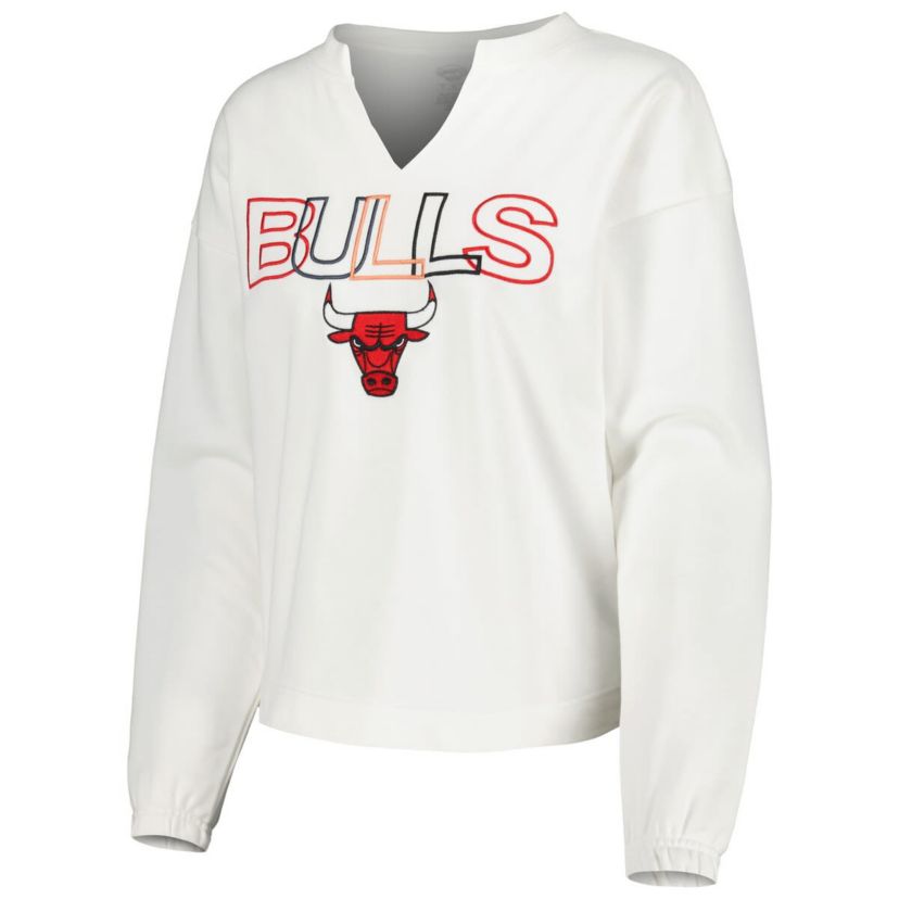 NBA Chicago Bulls Sunray Notch Neck Long Sleeve Top