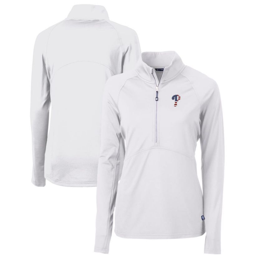 MLB Philadelphia Phillies Americana Logo Adapt Eco Knit Stretch Recycled Half-Zip Pullover Top