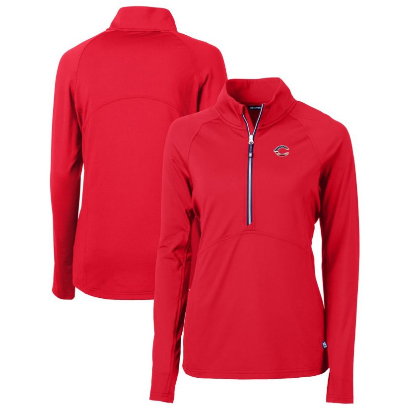 MLB Cincinnati Reds Americana Logo Adapt Eco Knit Stretch Recycled Half-Zip Pullover Top