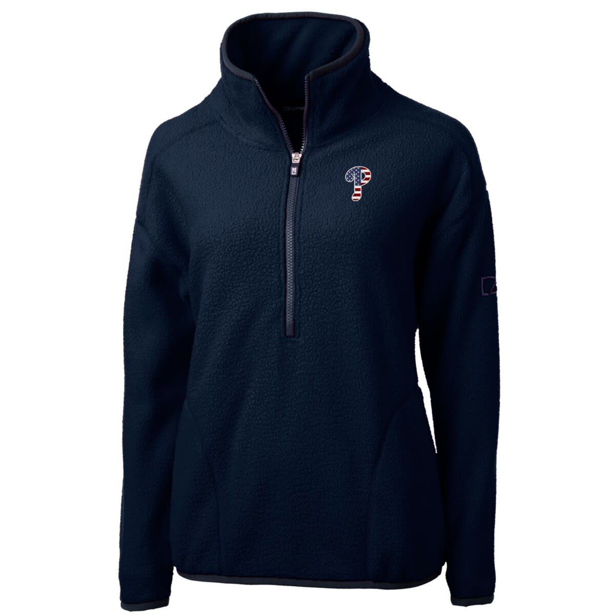 MLB Philadelphia Phillies Americana Logo Cascade Eco Sherpa Fleece Half-Zip Pullover Jacket