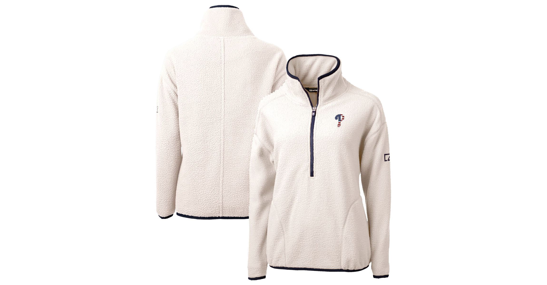 MLB Philadelphia Phillies Americana Logo Cascade Eco Sherpa Fleece Half-Zip Pullover Jacket