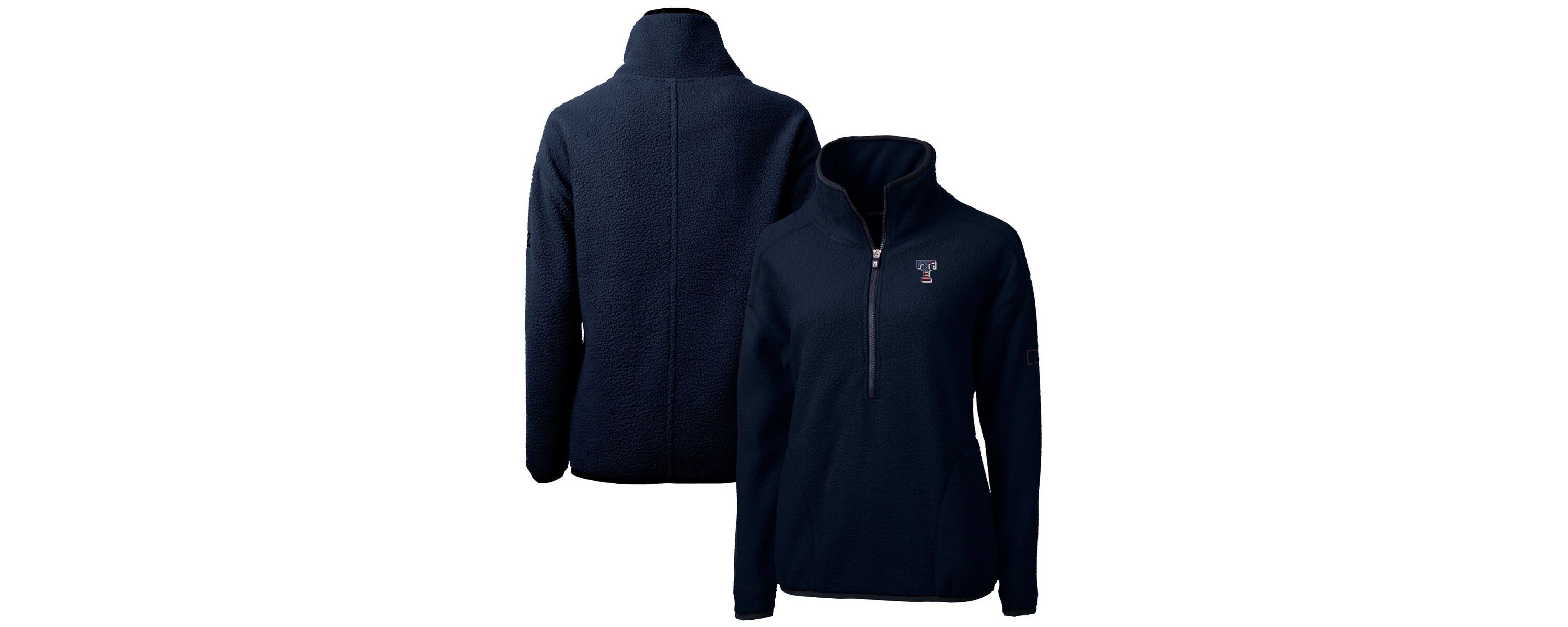MLB Texas Rangers Americana Logo Cascade Eco Sherpa Fleece Half-Zip Pullover Jacket