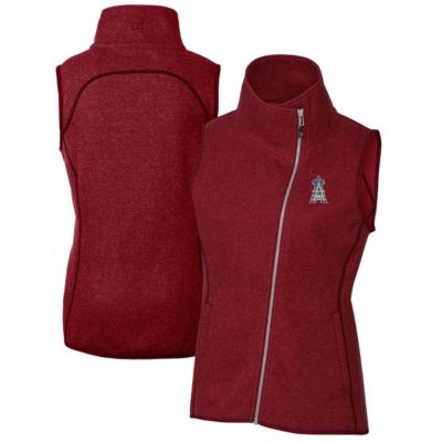 MLB Los Angeles Angels Americana Logo Mainsail Sweater-Knit Full-Zip Asymmetrical Vest
