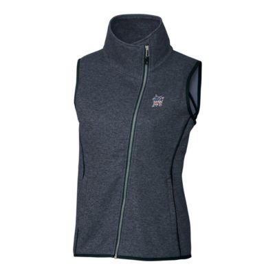 MLB Heather Miami Marlins Americana Logo Mainsail Sweater-Knit Full-Zip Asymmetrical Vest