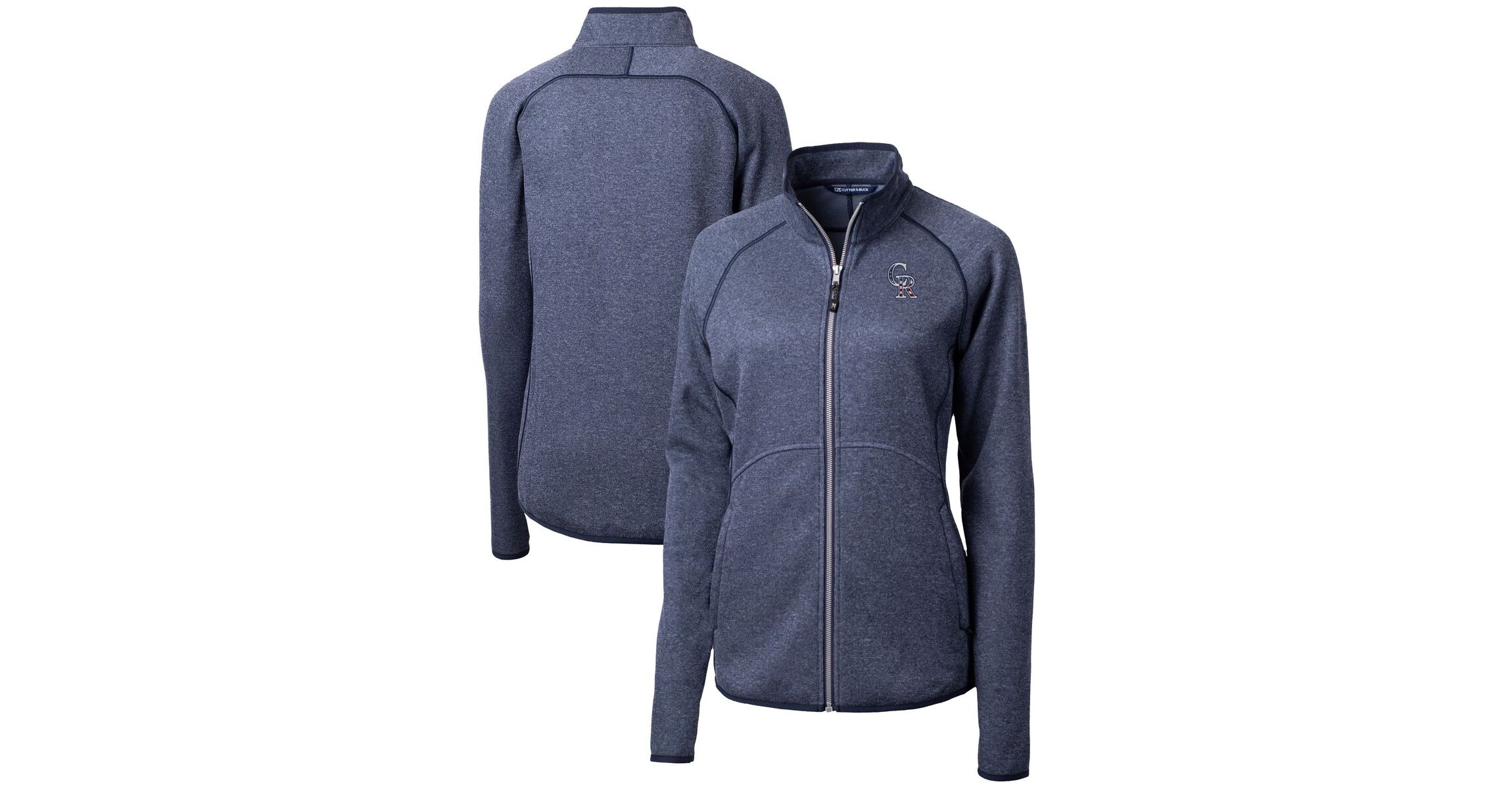 MLB Heather Colorado Rockies Americana Logo Mainsail Sweater-Knit Full-Zip Jacket
