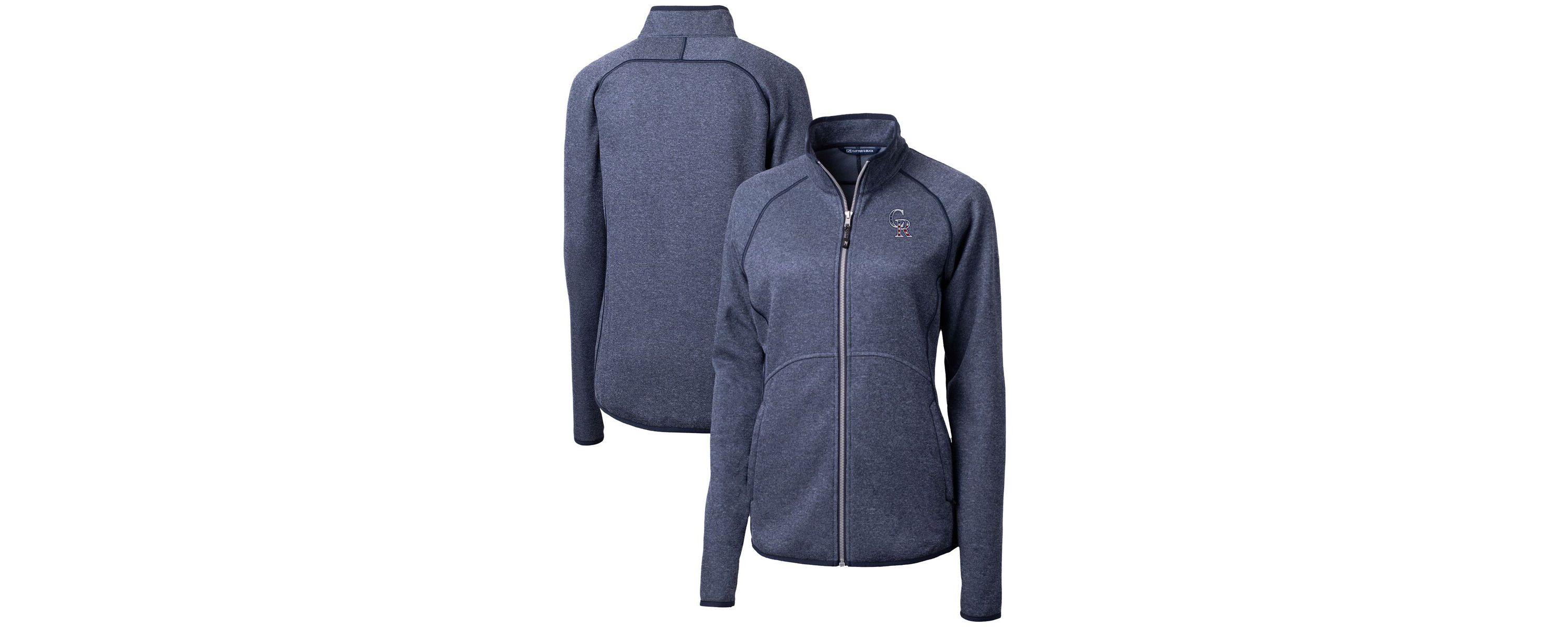 MLB Heather Colorado Rockies Americana Logo Mainsail Sweater-Knit Full-Zip Jacket