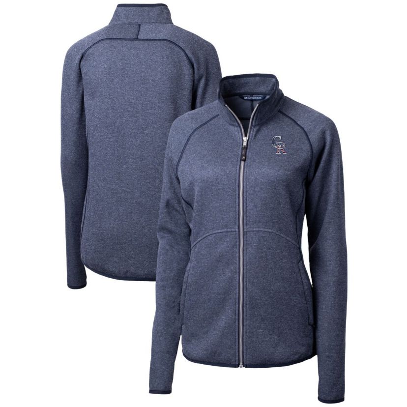 MLB Heather Colorado Rockies Americana Logo Mainsail Sweater-Knit Full-Zip Jacket