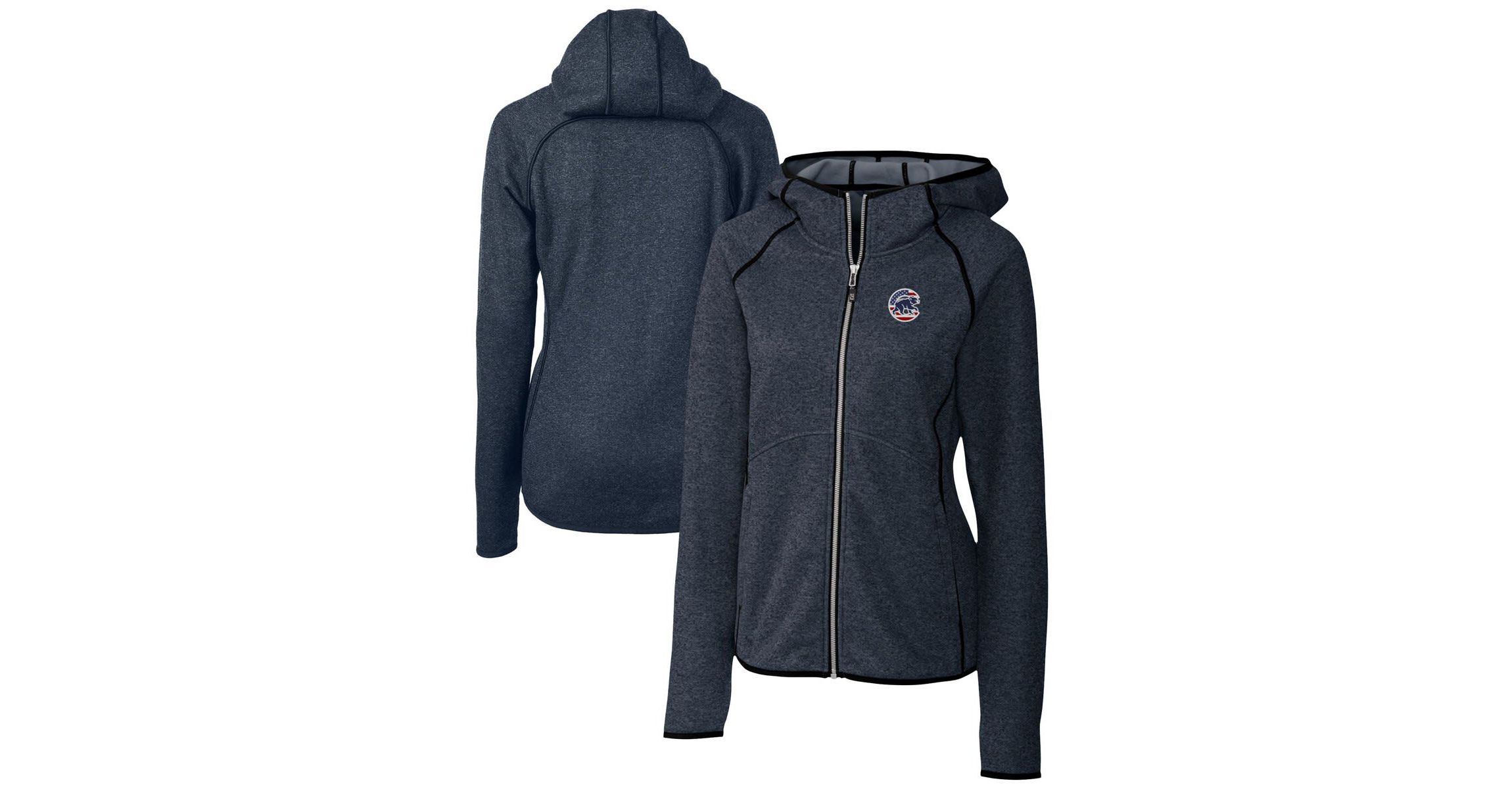 MLB Heather Chicago Cubs Americana Logo Mainsail Sweater-Knit Full-Zip Hoodie