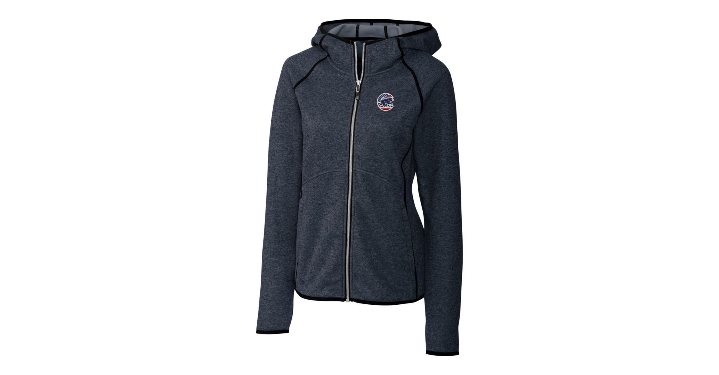 MLB Heather Chicago Cubs Americana Logo Mainsail Sweater-Knit Full-Zip Hoodie