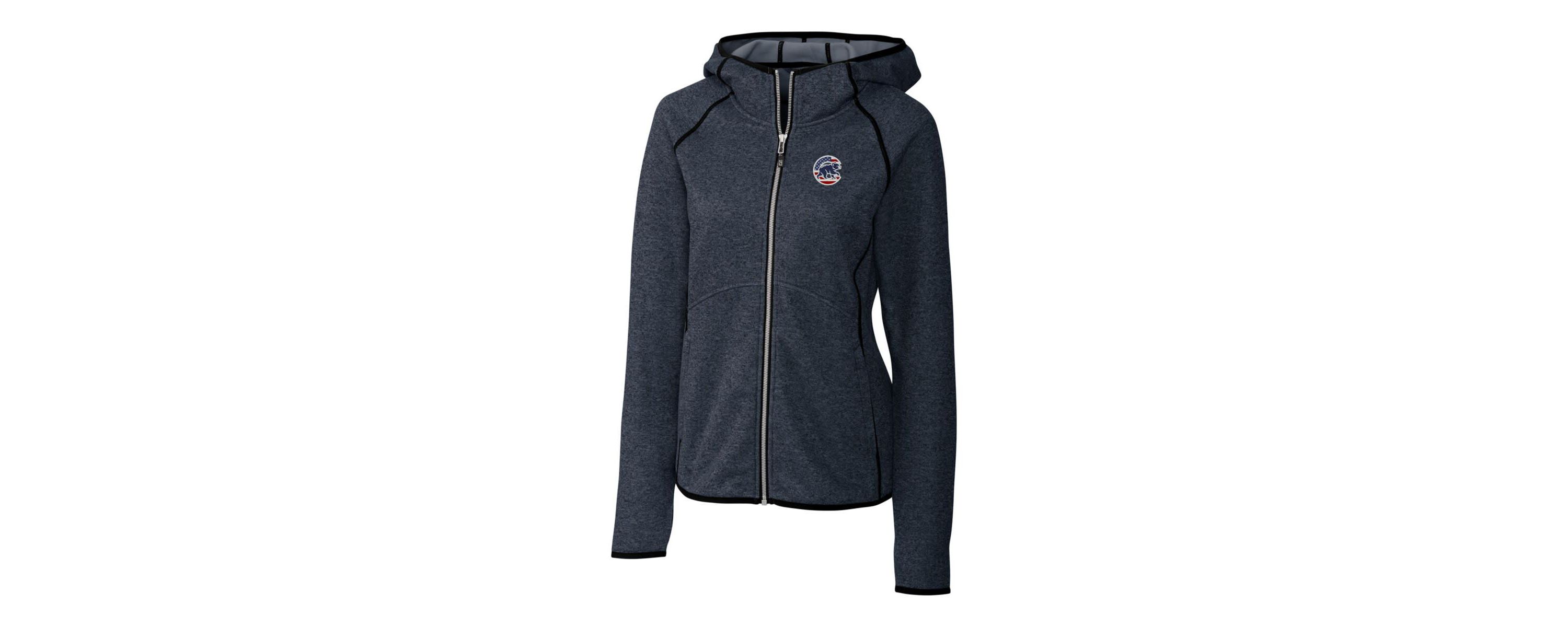 MLB Heather Chicago Cubs Americana Logo Mainsail Sweater-Knit Full-Zip Hoodie
