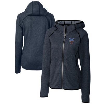 MLB Heather New York Mets Americana Logo Mainsail Sweater-Knit Full-Zip Hoodie