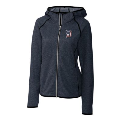 MLB Heather Detroit Tigers Americana Logo Mainsail Sweater-Knit Full-Zip Hoodie