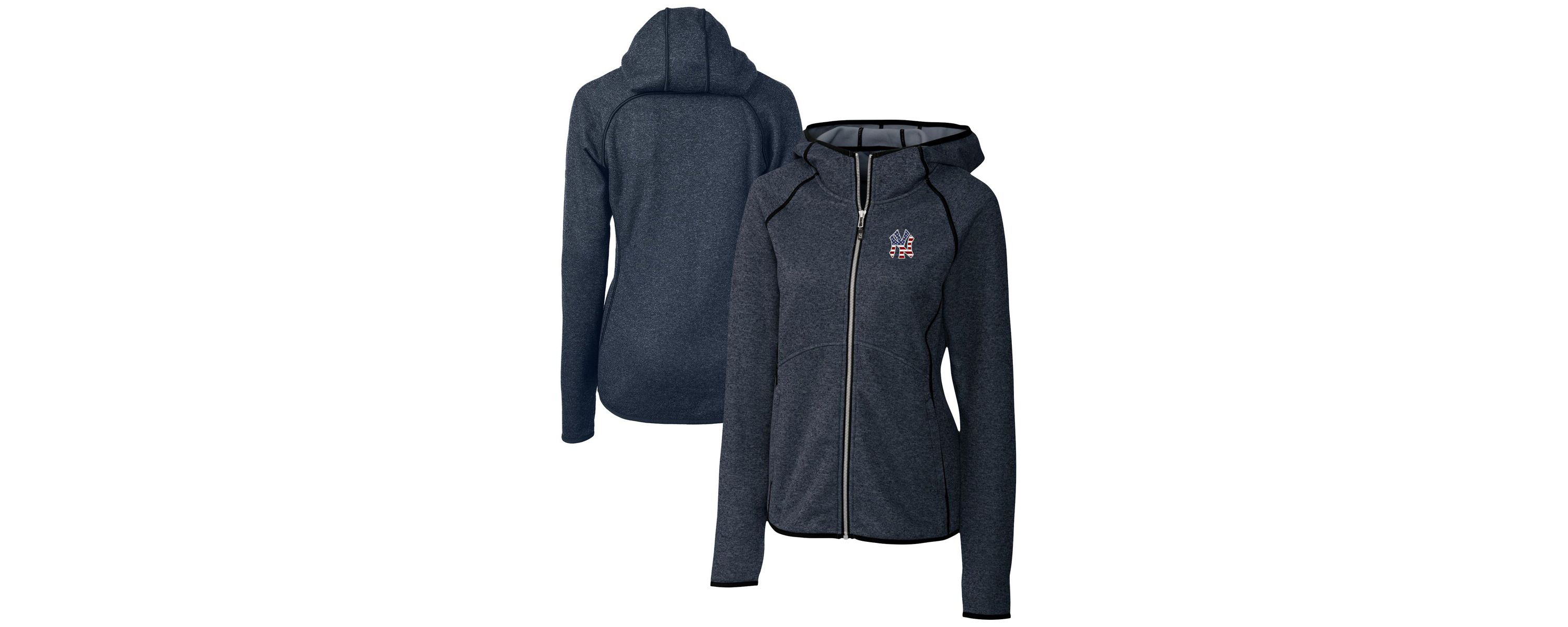 MLB Heather New York Yankees Americana Logo Mainsail Sweater-Knit Full-Zip Hoodie