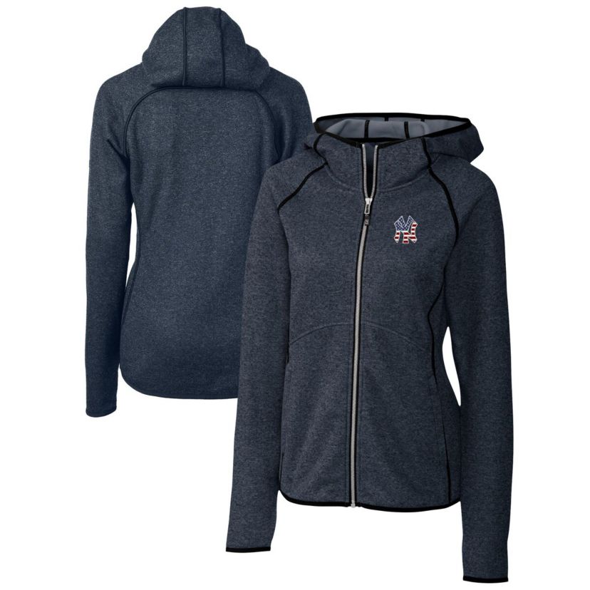MLB Heather New York Yankees Americana Logo Mainsail Sweater-Knit Full-Zip Hoodie