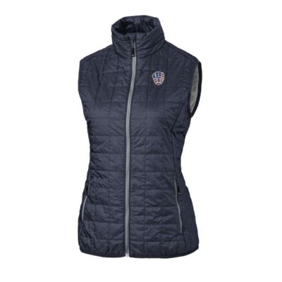 MLB Heather Milwaukee Brewers Americana Logo Rainier PrimaLoft Womens Eco Insulated Full-Zip Puffer Vest