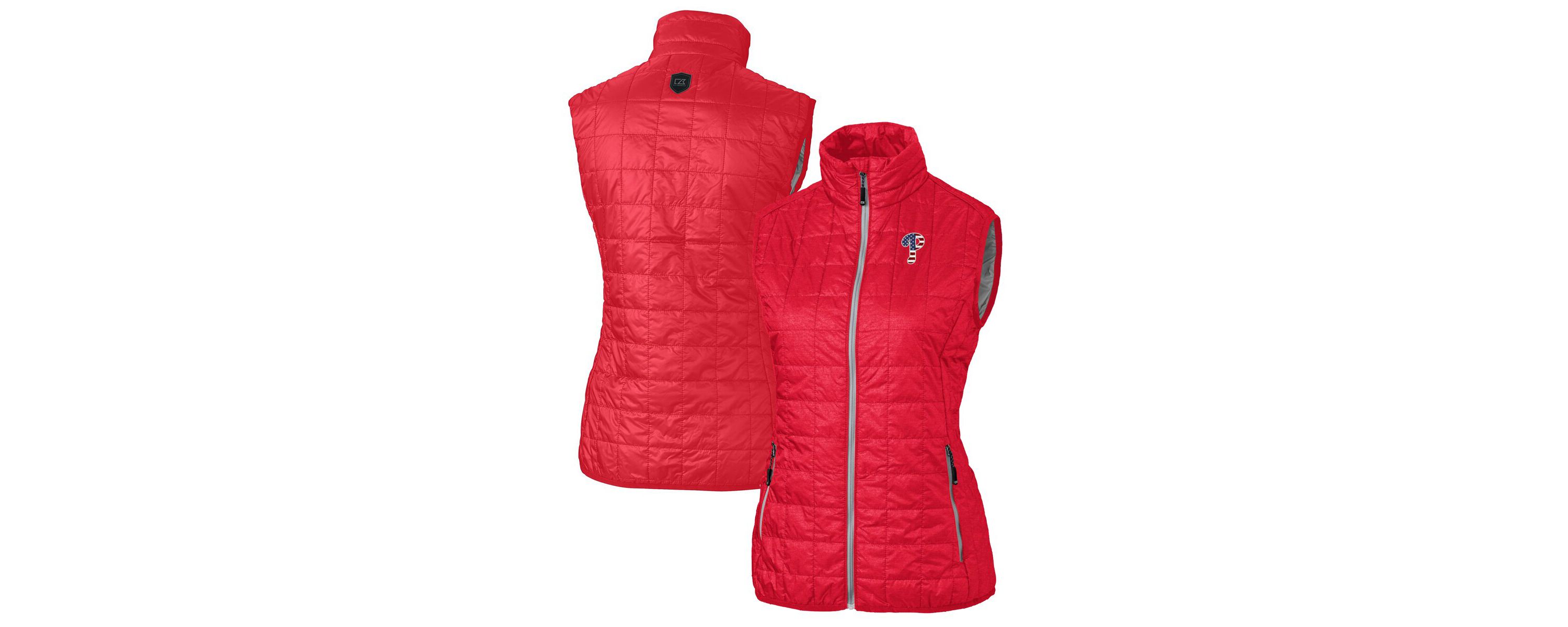 MLB Philadelphia Phillies Americana Logo Rainier PrimaLoft Womens Eco Insulated Full-Zip Puffer Vest
