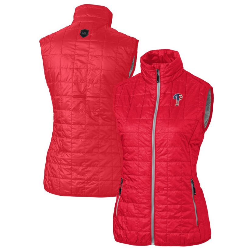 MLB Philadelphia Phillies Americana Logo Rainier PrimaLoft Womens Eco Insulated Full-Zip Puffer Vest