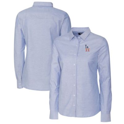 MLB Light Los Angeles Dodgers Americana Logo Oxford Stretch Long Sleeve Button-Up Shirt