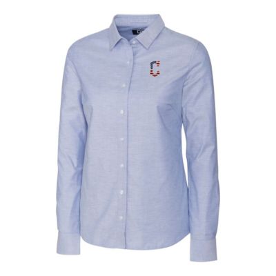 MLB Light Cleveland Guardians Americana Logo Oxford Stretch Long Sleeve Button-Up Shirt