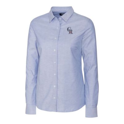 MLB Light Colorado Rockies Americana Logo Oxford Stretch Long Sleeve Button-Up Shirt