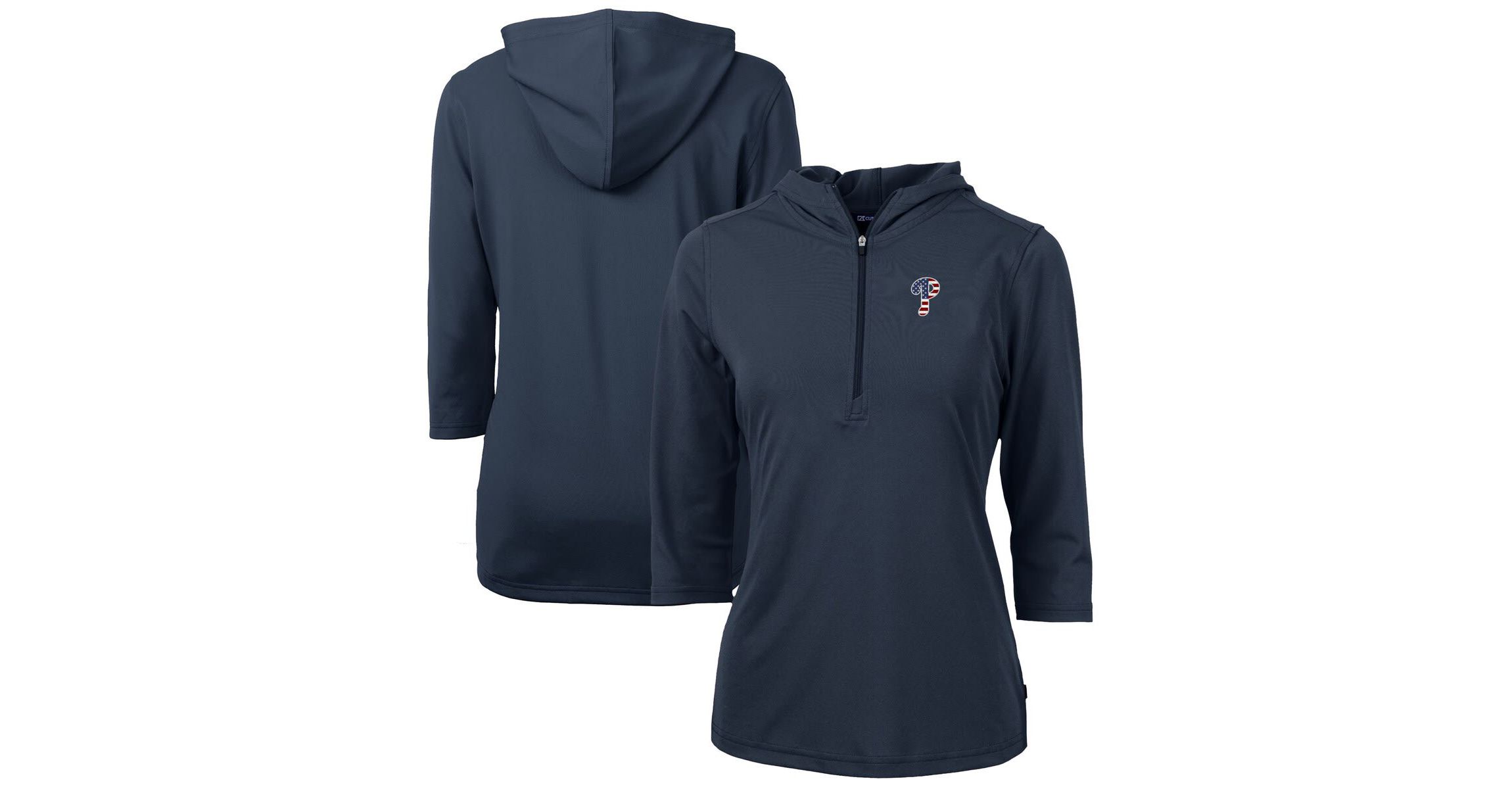 MLB Philadelphia Phillies Americana Logo DryTec Virtue Eco Pique Recycled Half-Zip Pullover Hoodie