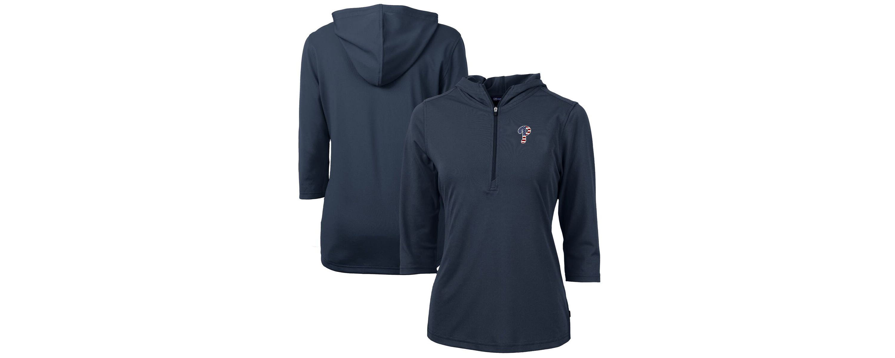 MLB Philadelphia Phillies Americana Logo DryTec Virtue Eco Pique Recycled Half-Zip Pullover Hoodie