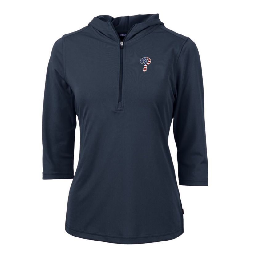 MLB Philadelphia Phillies Americana Logo DryTec Virtue Eco Pique Recycled Half-Zip Pullover Hoodie