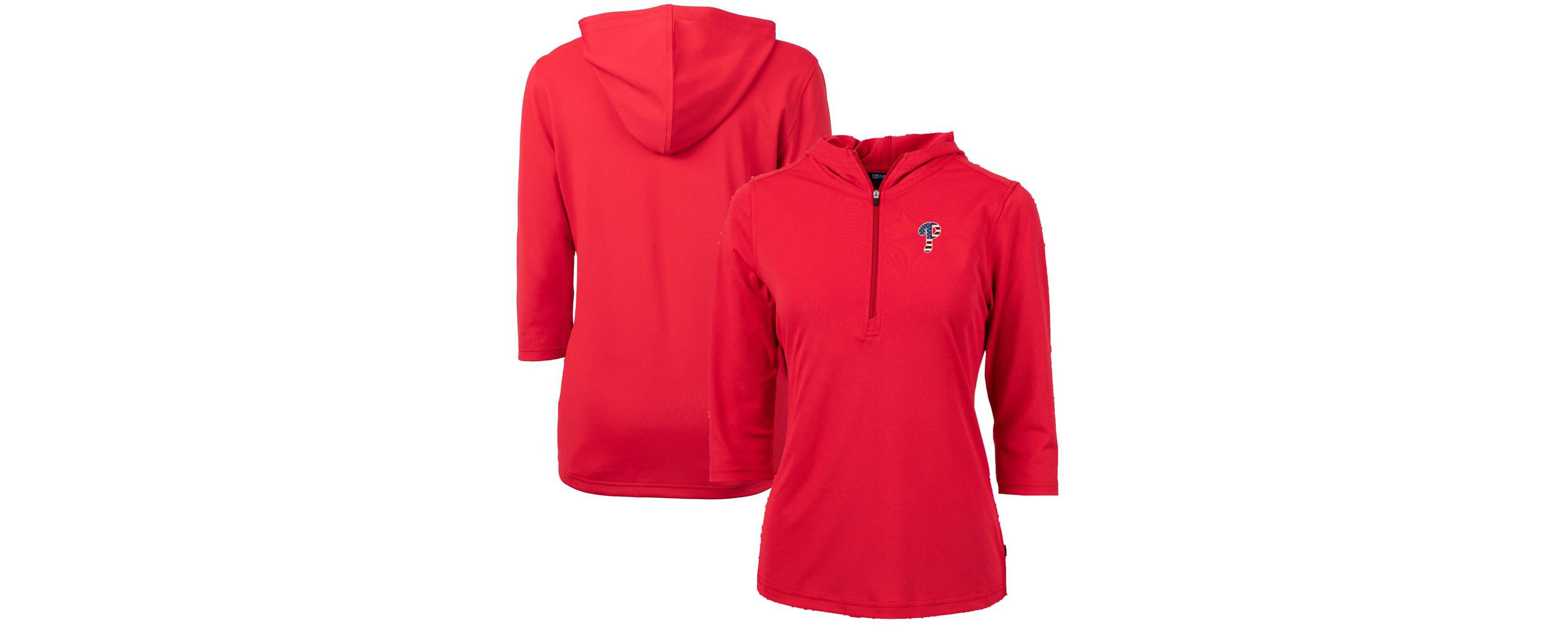 MLB Philadelphia Phillies Americana Logo DryTec Virtue Eco Pique Recycled Half-Zip Pullover Hoodie