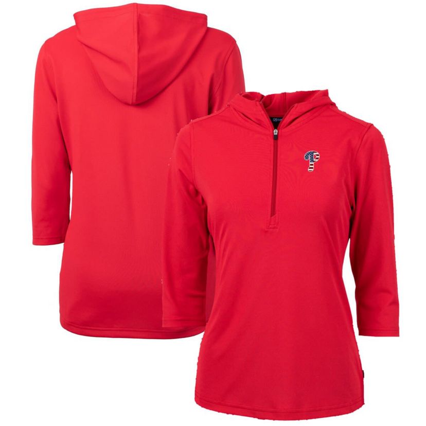 MLB Philadelphia Phillies Americana Logo DryTec Virtue Eco Pique Recycled Half-Zip Pullover Hoodie