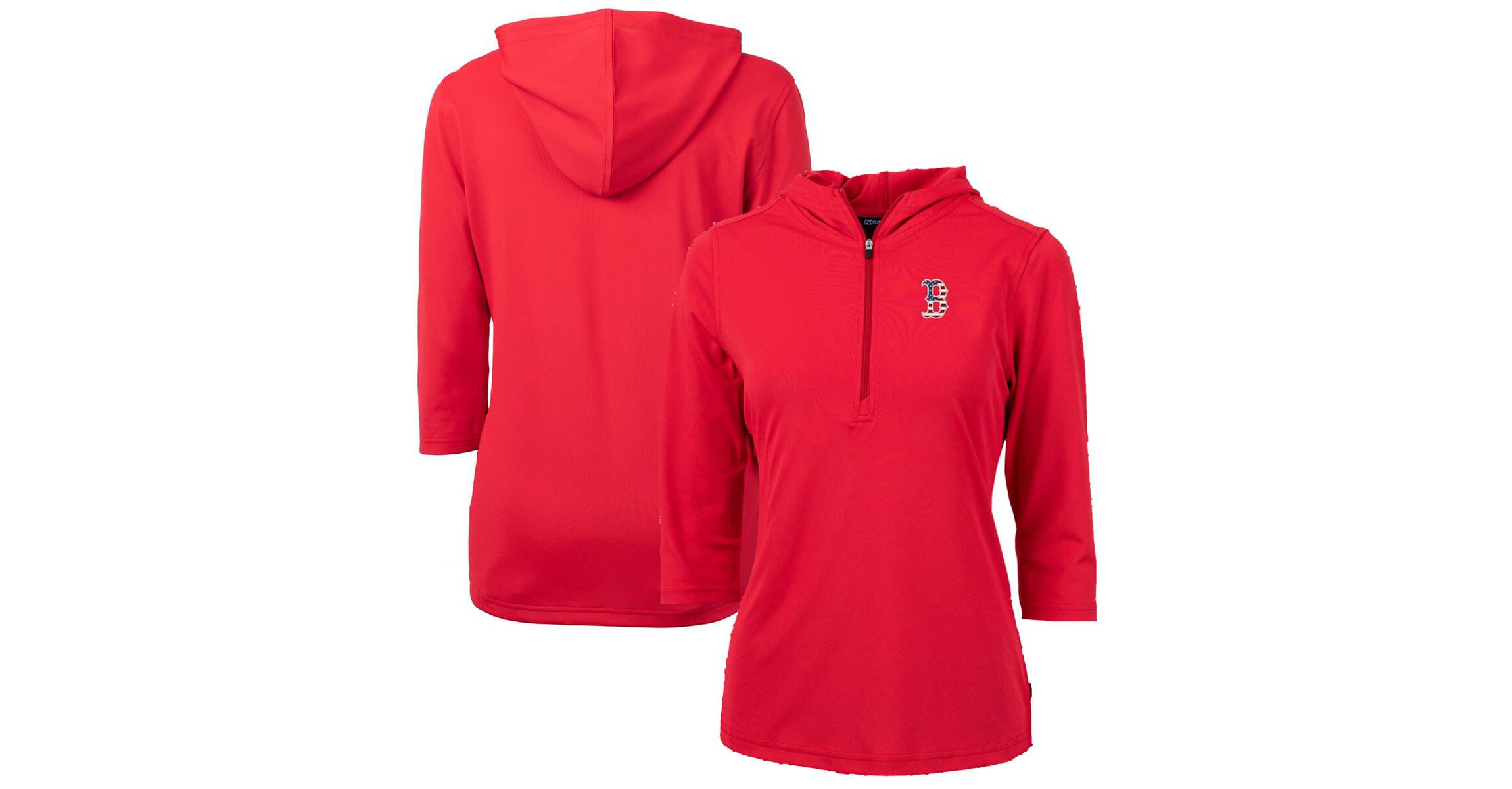 Boston Red Sox MLB Boston Sox Americana Logo DryTec Virtue Eco Pique Recycled Half-Zip Pullover Hoodie