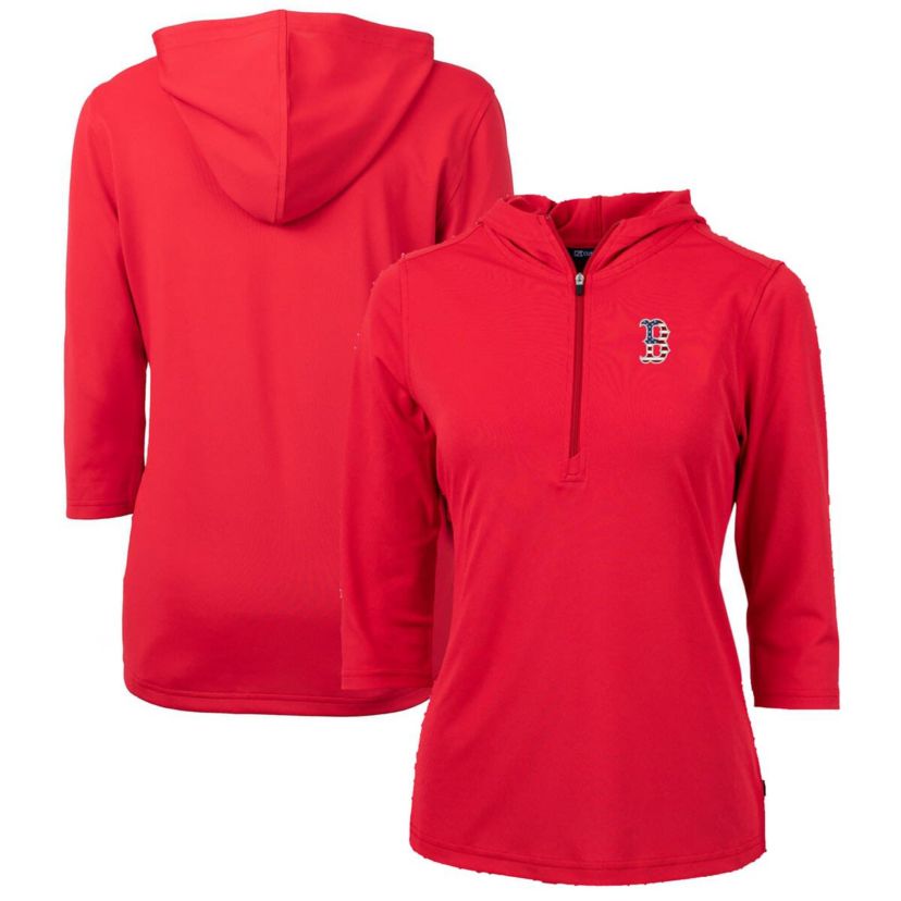 Boston Red Sox MLB Boston Sox Americana Logo DryTec Virtue Eco Pique Recycled Half-Zip Pullover Hoodie