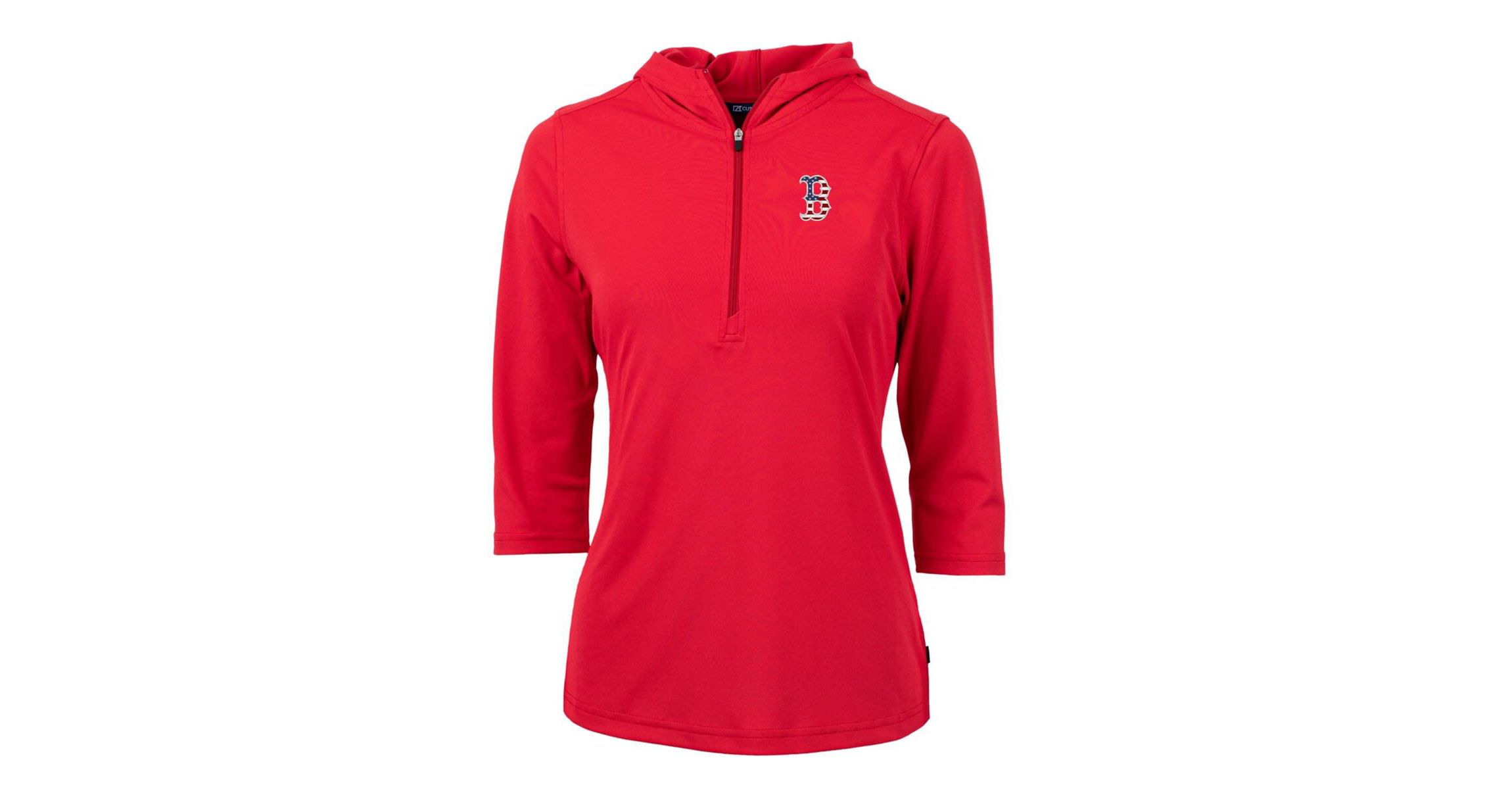 Boston Red Sox MLB Boston Sox Americana Logo DryTec Virtue Eco Pique Recycled Half-Zip Pullover Hoodie