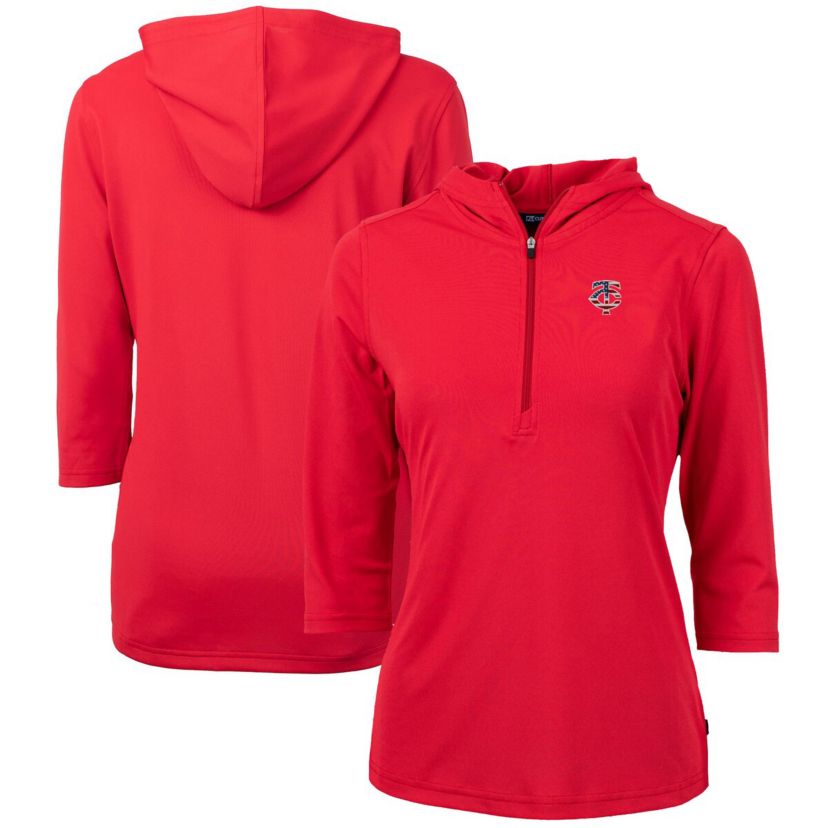 MLB Minnesota Twins Americana Logo DryTec Virtue Eco Pique Recycled Half-Zip Pullover Hoodie