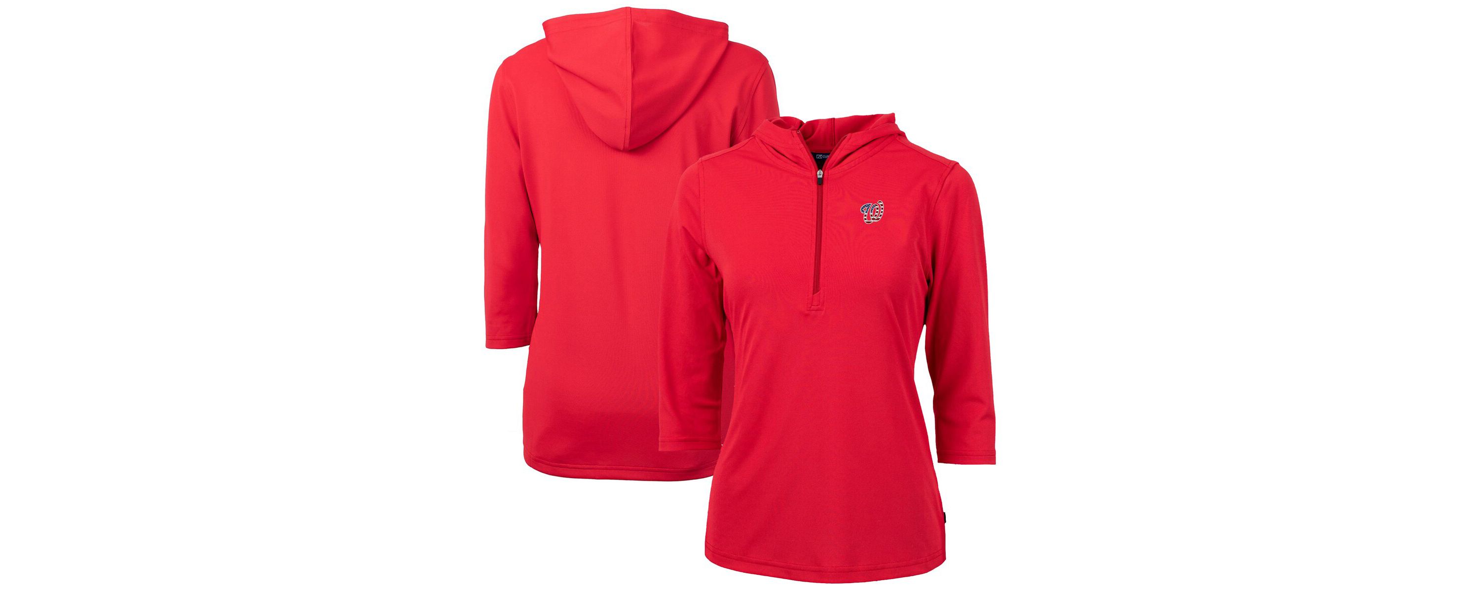 MLB Washington Nationals Americana Logo DryTec Virtue Eco Pique Recycled Half-Zip Pullover Hoodie