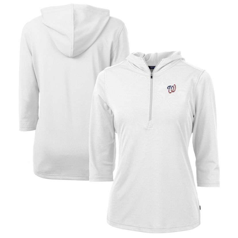 MLB Washington Nationals Americana Logo DryTec Virtue Eco Pique Recycled Half-Zip Pullover Hoodie